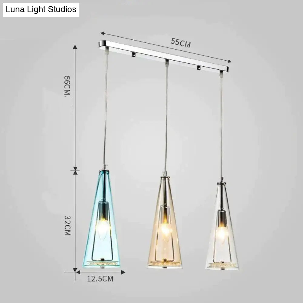 Modern Simple Led Chandelier Three Head Crystal Pendant