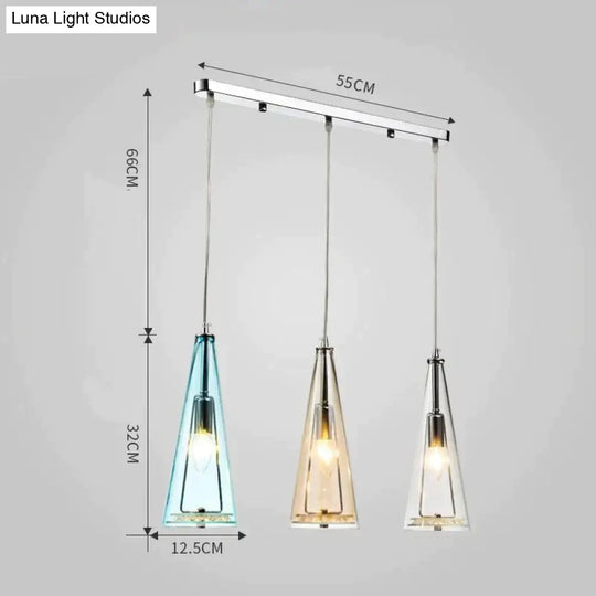 Modern Simple Led Chandelier Three Head Crystal Pendant