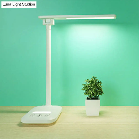 Modern Simple Led Desk Lamp For Reading With 5W Bedside Lighting In White - Usb/Plug-In Option