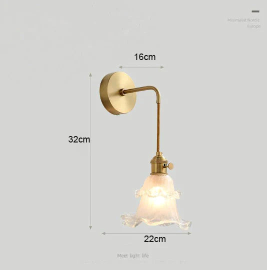 Modern Simple Nordic Living Room Bedroom Copper Wall Lamp