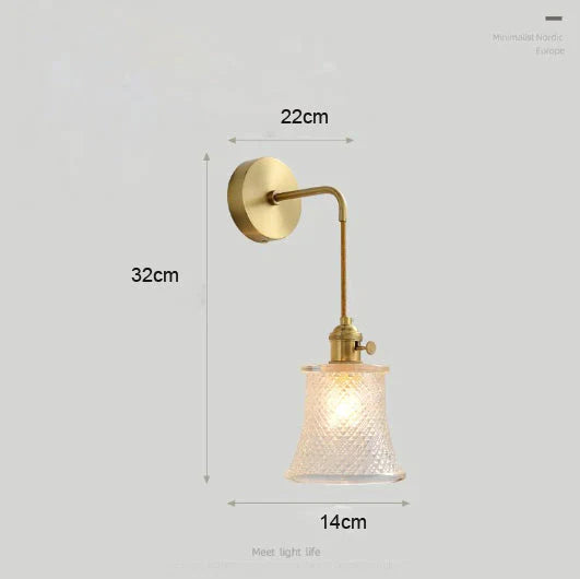 Modern Simple Nordic Living Room Bedroom Copper Wall Lamp Lamps