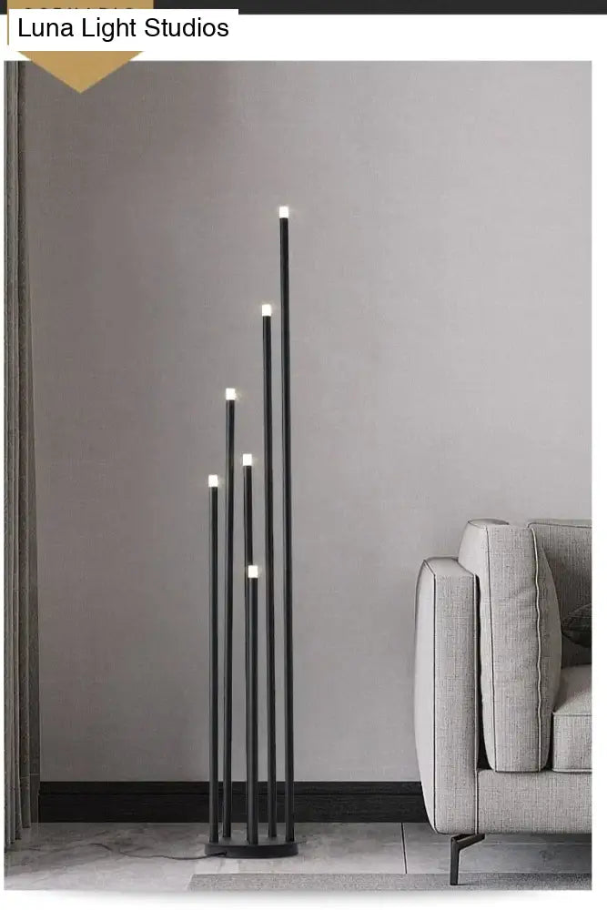 Modern Simple Personality Black Multi-Head Led Floor Lamp Branch Stand Living Room Reading Bedside