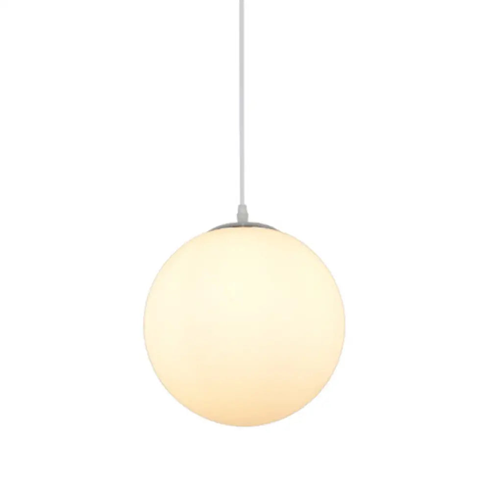 Modern Simple White Glass Round Ceiling Light For Restaurants - 1 Fixture / 10