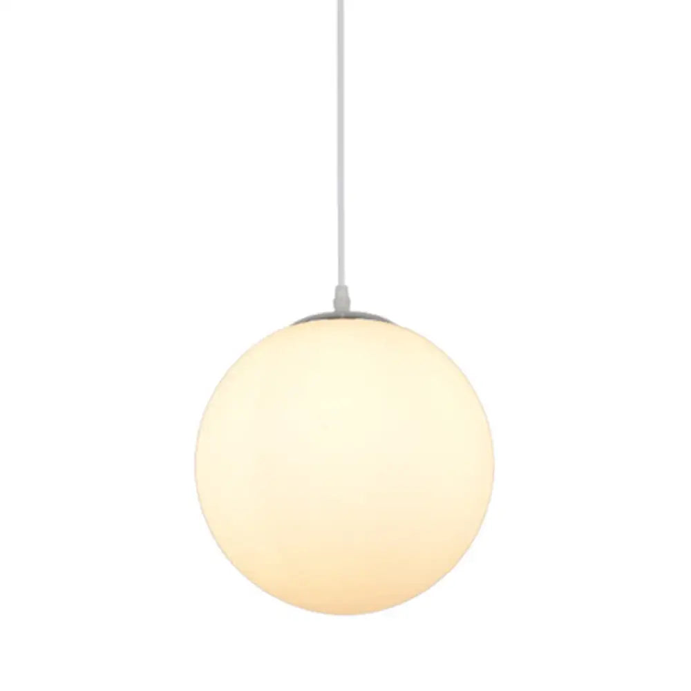 Modern Simple White Glass Round Ceiling Light For Restaurants - 1 Fixture / 12