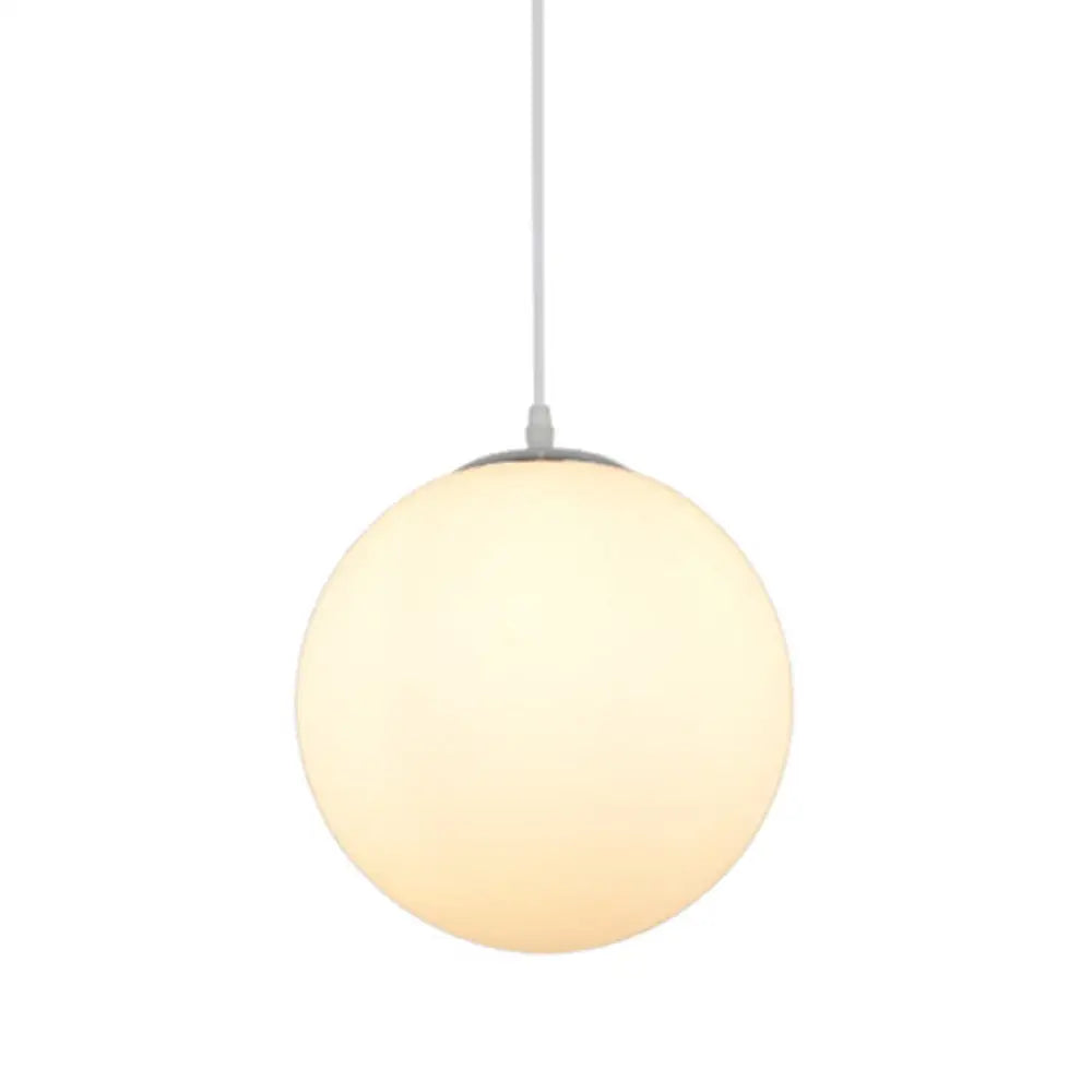 Modern Simple White Glass Round Ceiling Light For Restaurants - 1 Fixture / 14