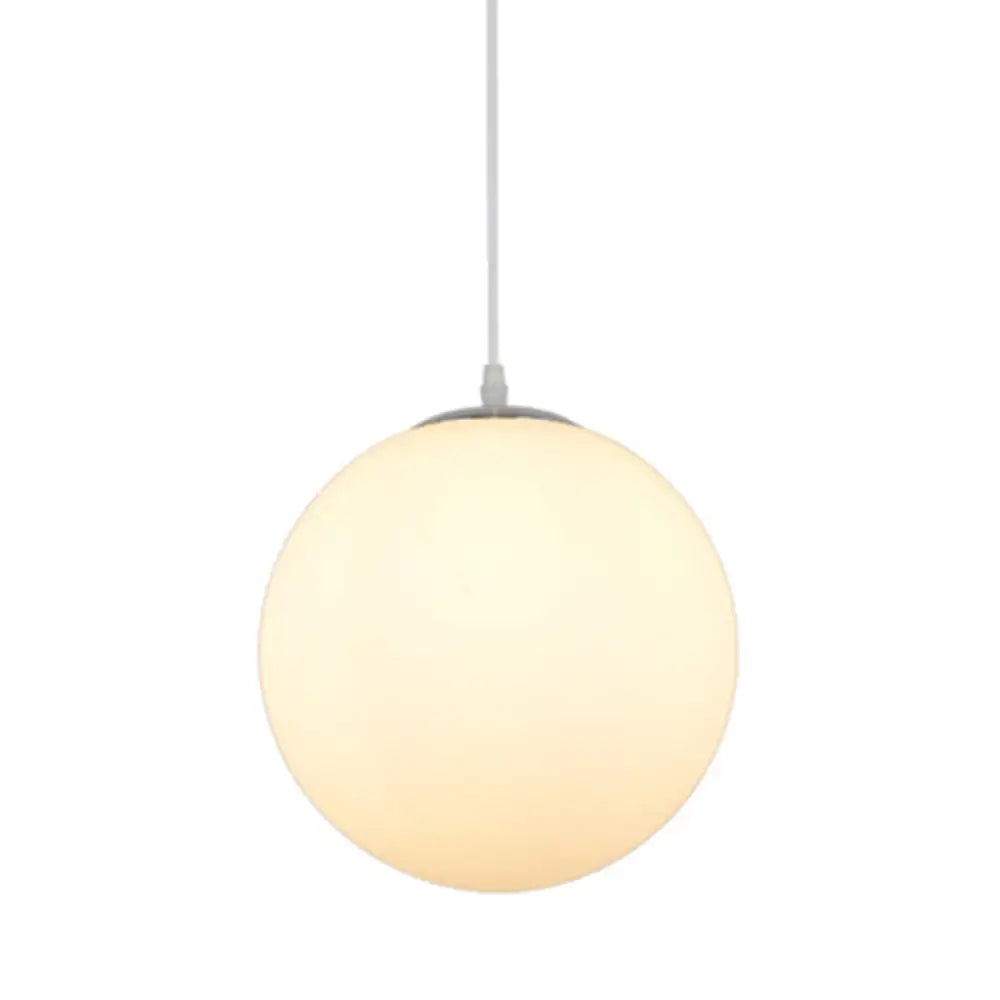 Modern Simple White Glass Round Ceiling Light For Restaurants - 1 Fixture / 16