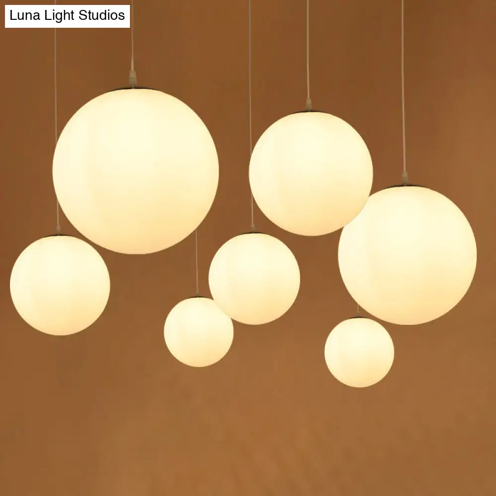 Modern Simple White Glass Round Ceiling Light For Restaurants - 1 Fixture