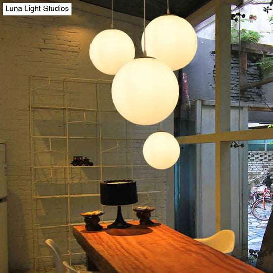 Modern Simple White Glass Round Ceiling Light For Restaurants - 1 Fixture