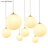 Modern Simple White Glass Round Ceiling Light For Restaurants - 1 Fixture