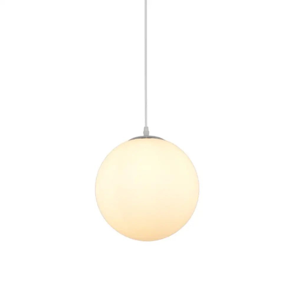 Modern Simple White Glass Round Ceiling Light For Restaurants - 1 Fixture / 6