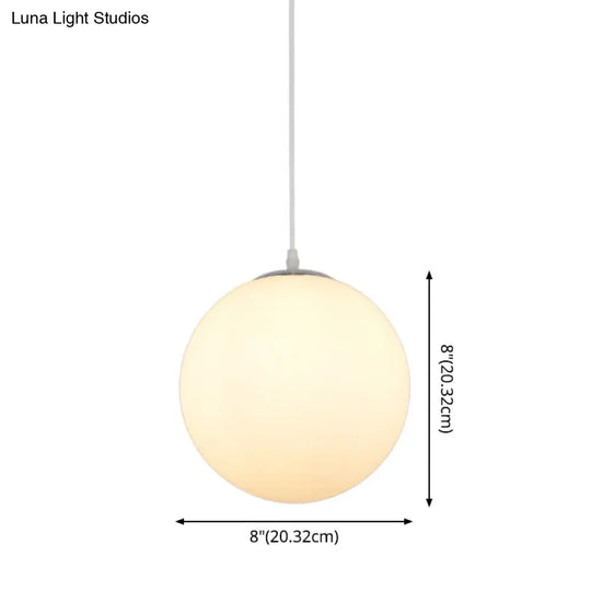 Modern Simple White Glass Round Ceiling Light For Restaurants - 1 Fixture