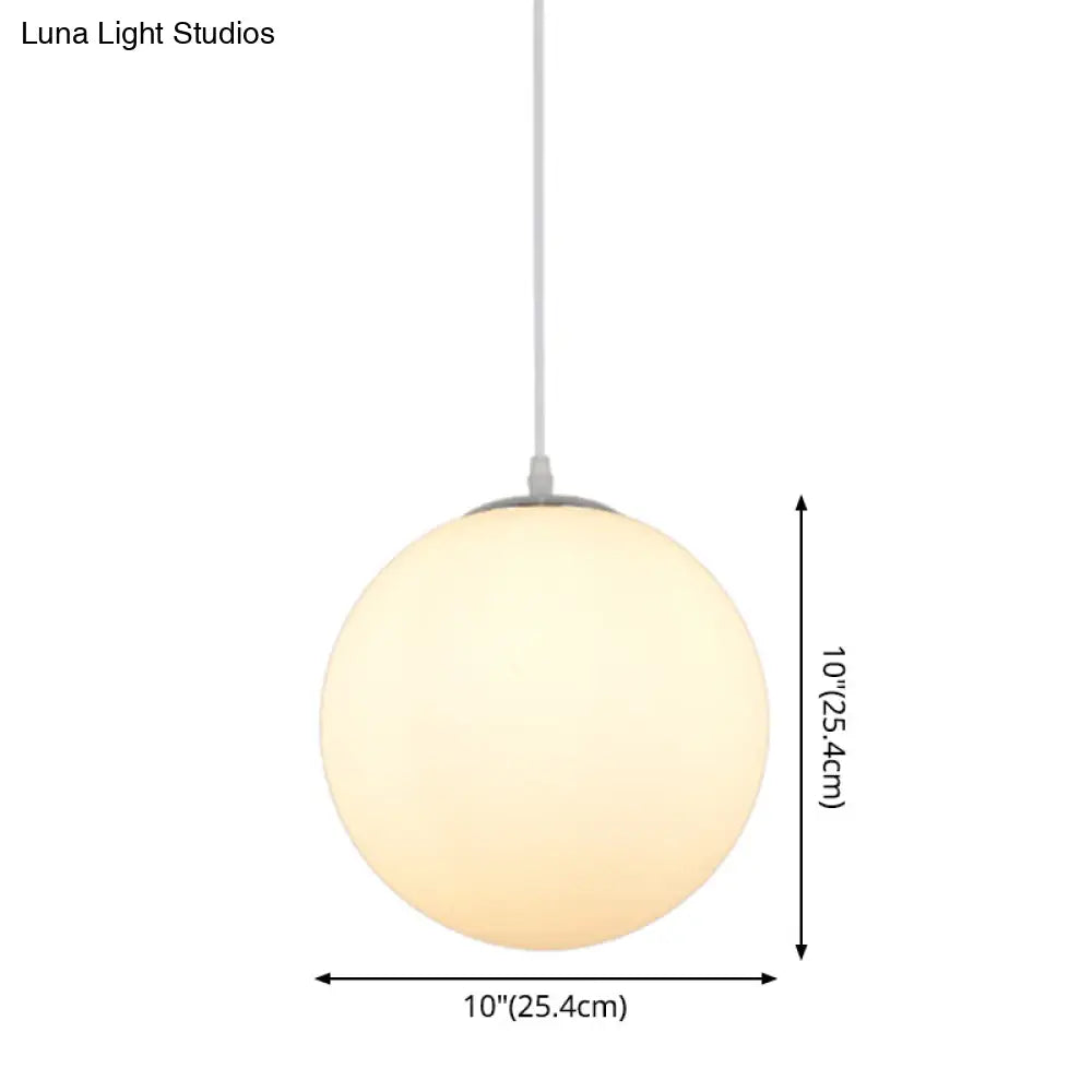 Modern Simple White Glass Round Ceiling Light For Restaurants - 1 Fixture