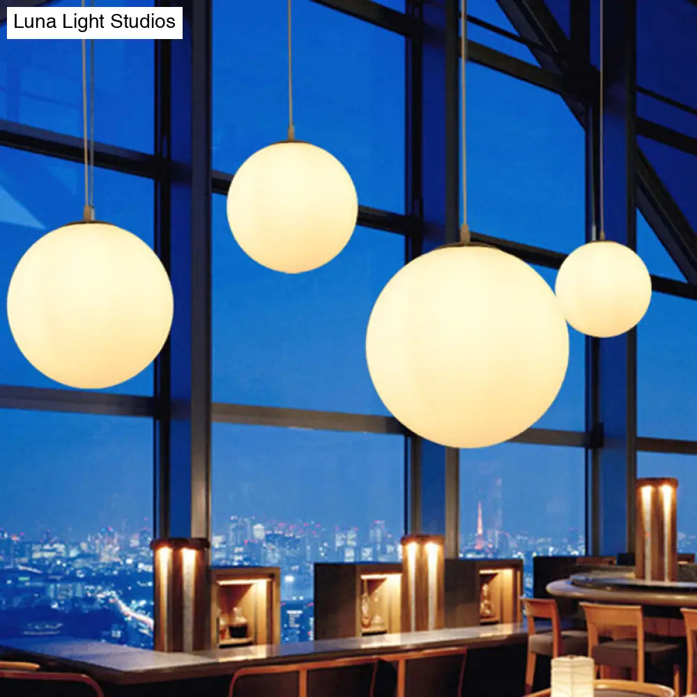 Modern Simple White Glass Round Ceiling Light For Restaurants - 1 Fixture