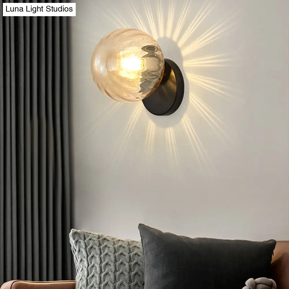 Modern Simplicity Wall Sconce: 1-Light Metal Lamp With Glass Ball Shade