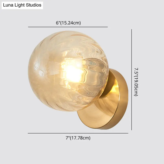 Modern Simplicity Wall Sconce: 1-Light Metal Lamp With Glass Ball Shade