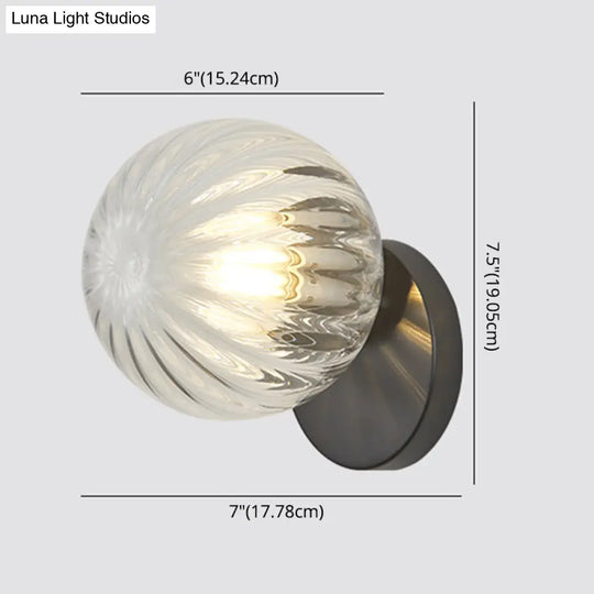 Modern Simplicity Wall Sconce: 1-Light Metal Lamp With Glass Ball Shade