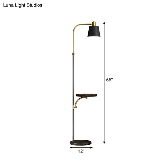 Modern Single Black And Gold Standing Floor Lamp With Metallic Barrel Design