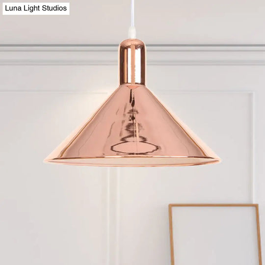 Electroplated Conical Pendant Light - Modern Single Fixture With Metal Shade Rose Gold