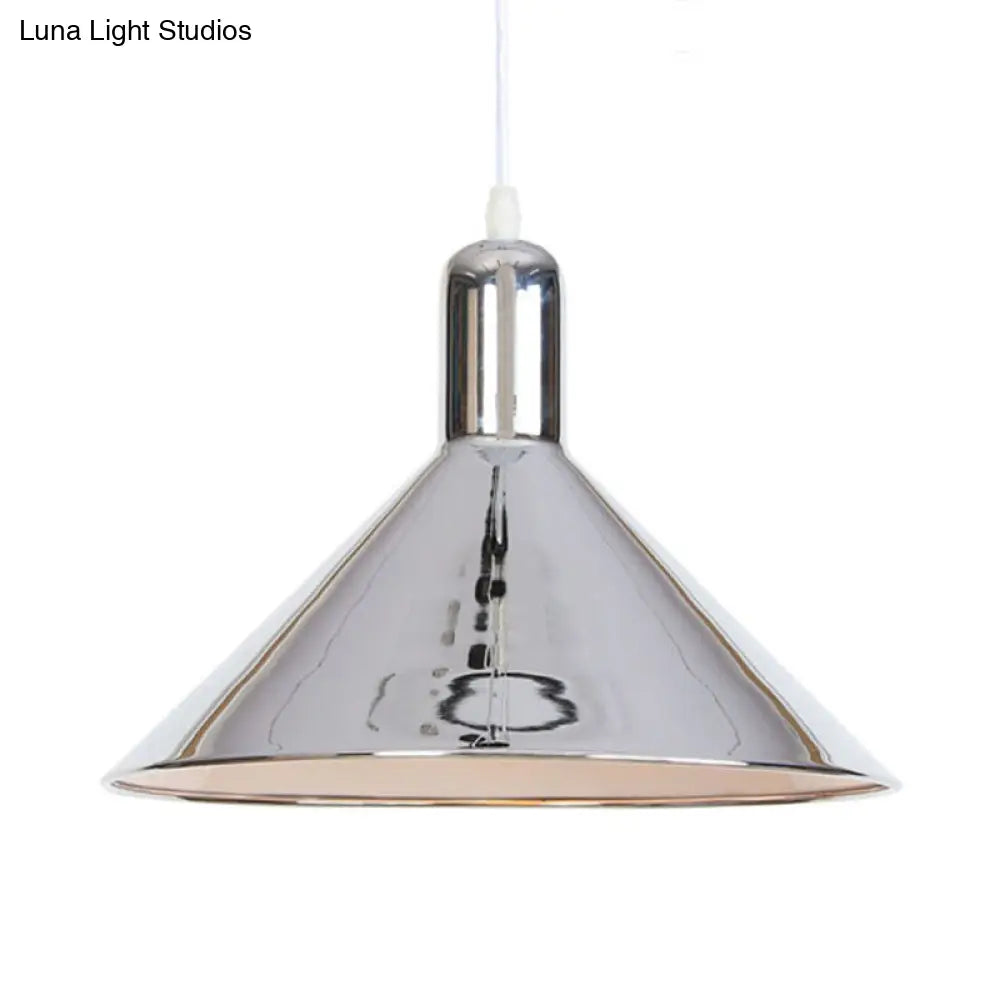 Electroplated Conical Pendant Light - Modern Single Fixture With Metal Shade