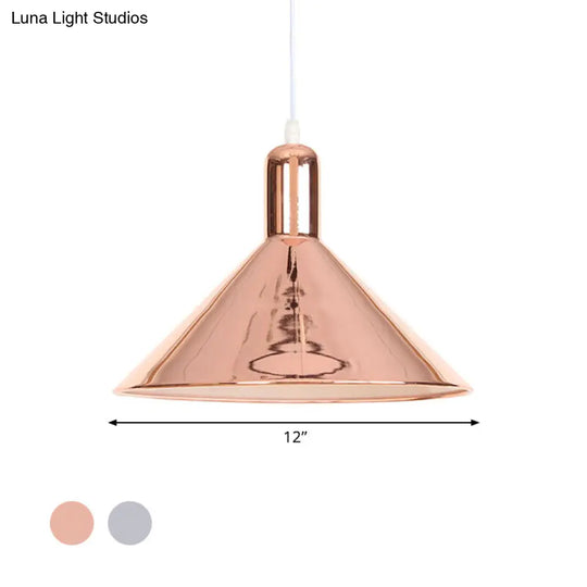 Electroplated Conical Pendant Light - Modern Single Fixture With Metal Shade