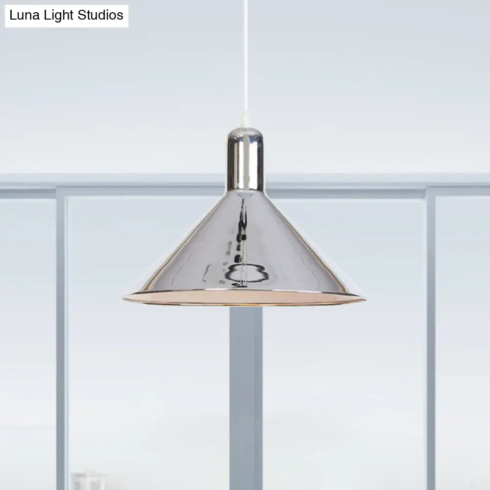 Modern Single Light Conical Pendant With Electroplated Metal Shade