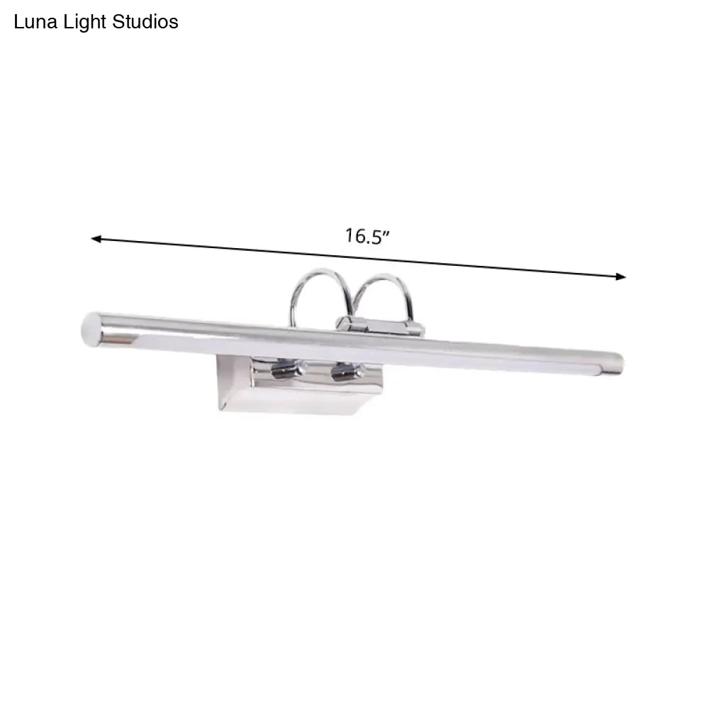 Modern Slender Chrome Led Wall Lamp With Dual Arm For Shower Room - Warm/White Lighting