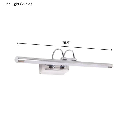 Modern Slender Chrome Led Wall Lamp With Dual Arm For Shower Room - Warm/White Lighting