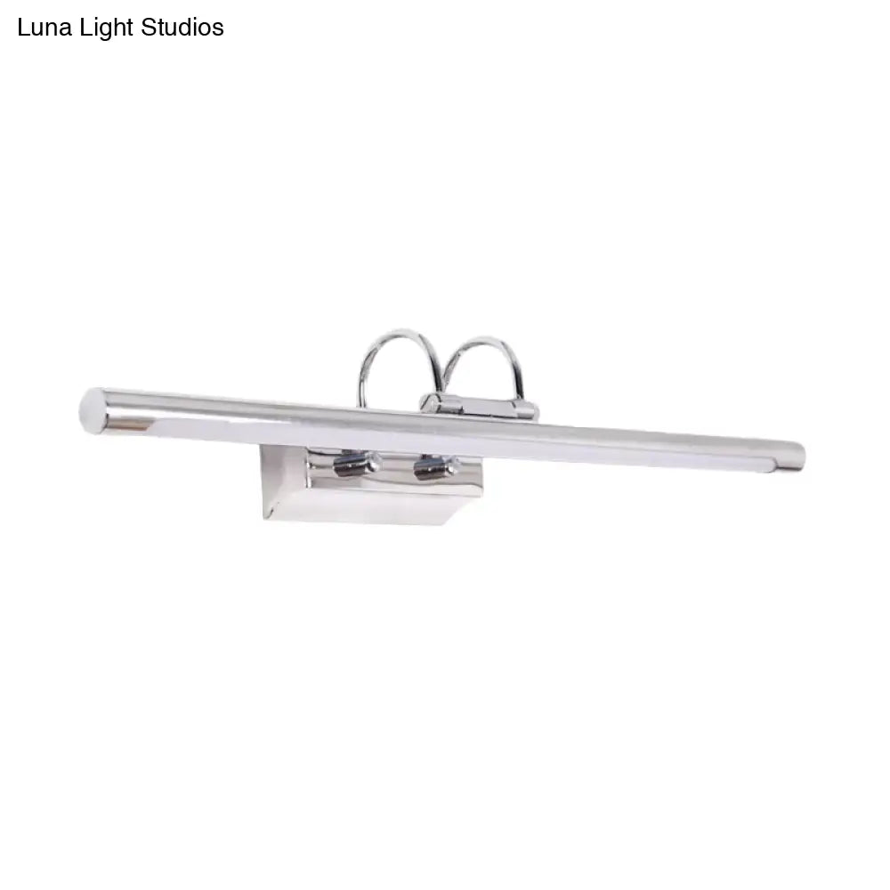 Modern Slender Chrome Led Wall Lamp With Dual Arm For Shower Room - Warm/White Lighting