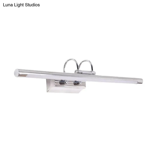 Modern Slender Chrome Led Wall Lamp With Dual Arm For Shower Room - Warm/White Lighting