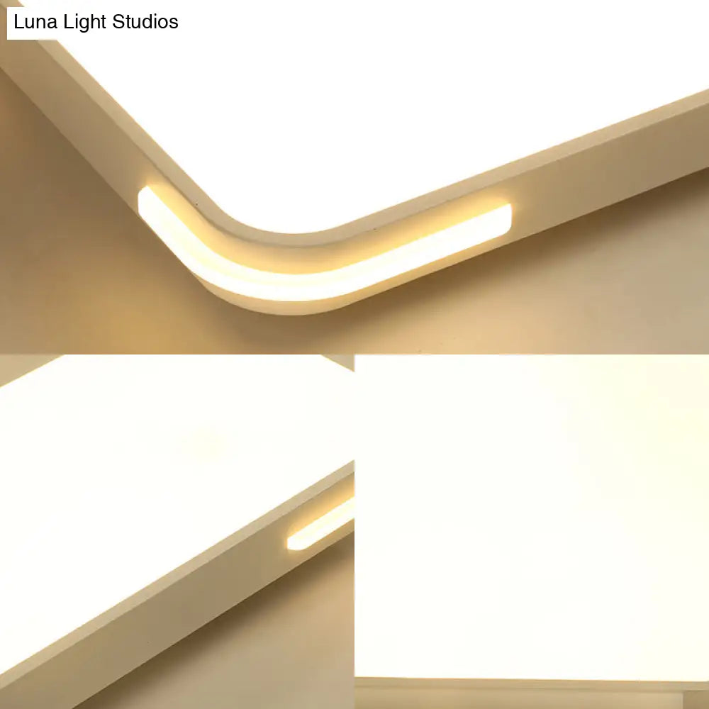 Modern Slim Acrylic Led Ceiling Light Fixture - White Hotel Grade Rectangle Flush Mount