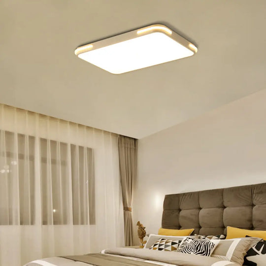 Modern Slim Acrylic Led Ceiling Light Fixture - White Hotel Grade Rectangle Flush Mount / 23.5’ Warm