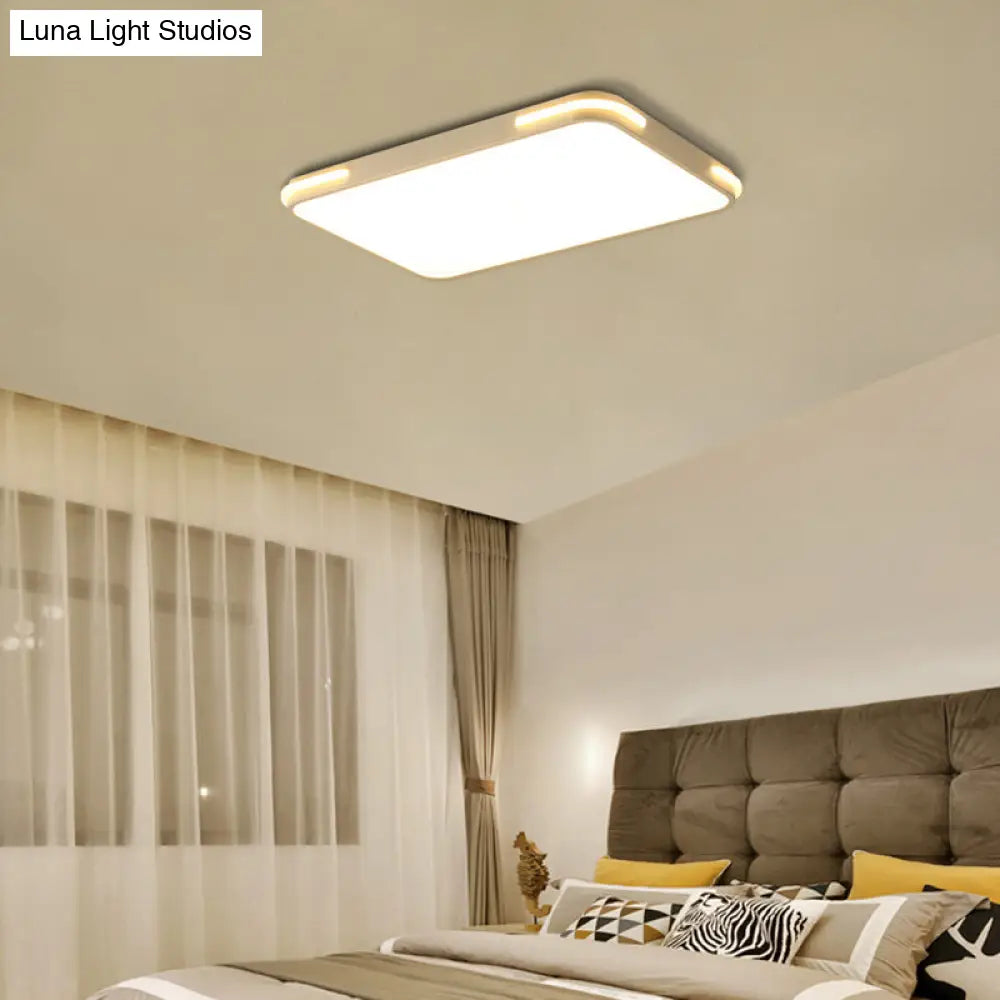 Modern Slim Acrylic Led Ceiling Light Fixture - White Hotel Grade Rectangle Flush Mount / 23.5 Warm