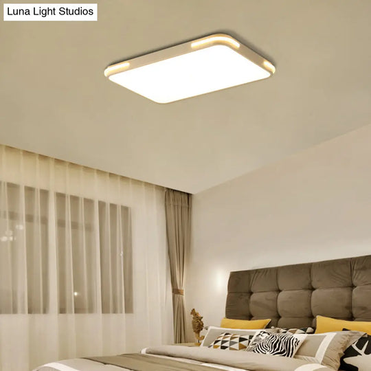 Modern Slim Acrylic Led Ceiling Light Fixture - White Hotel Grade Rectangle Flush Mount / 23.5 Warm