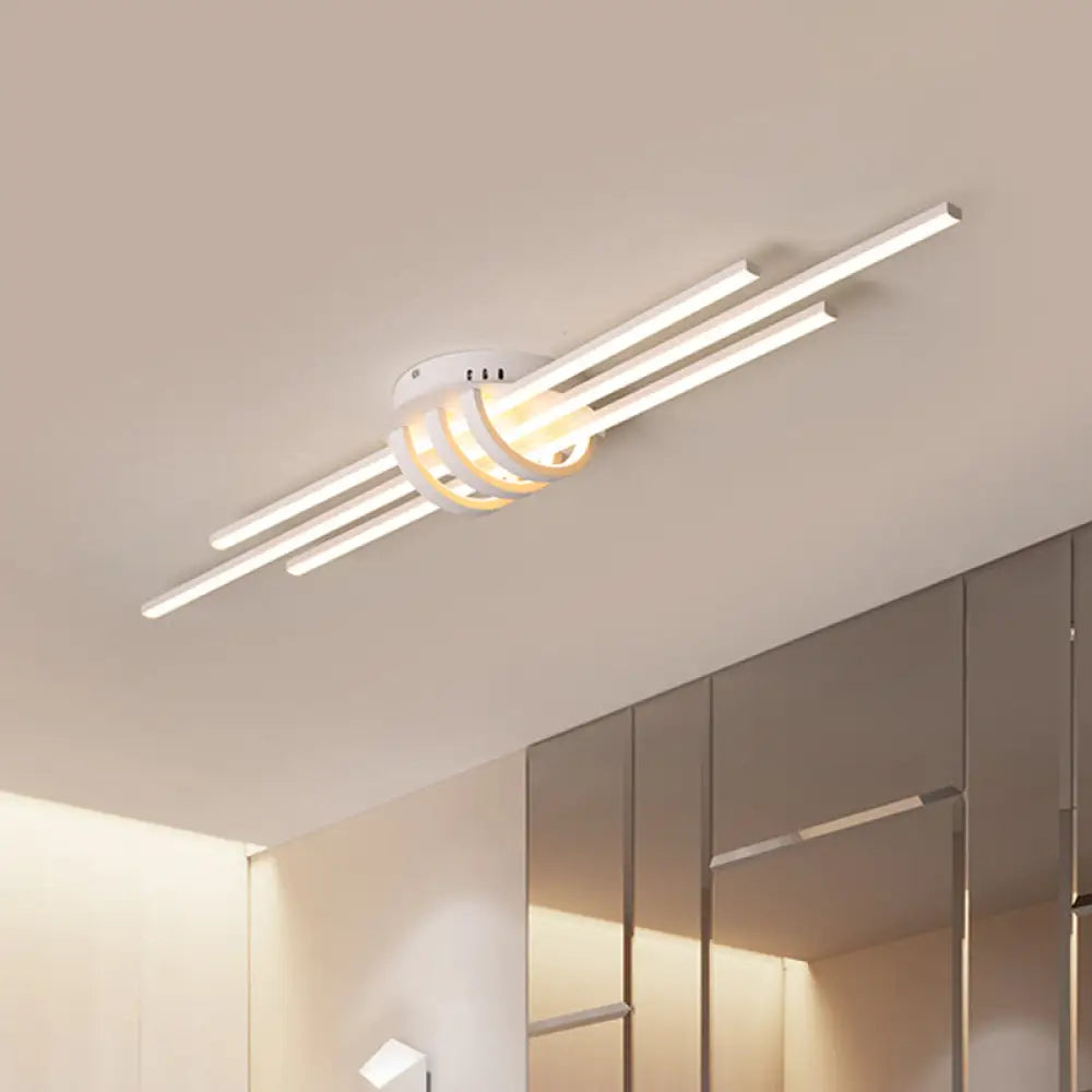 Modern Slim Linear Flush Light Fixture - White/Black Led Acrylic Ceiling Lamp White