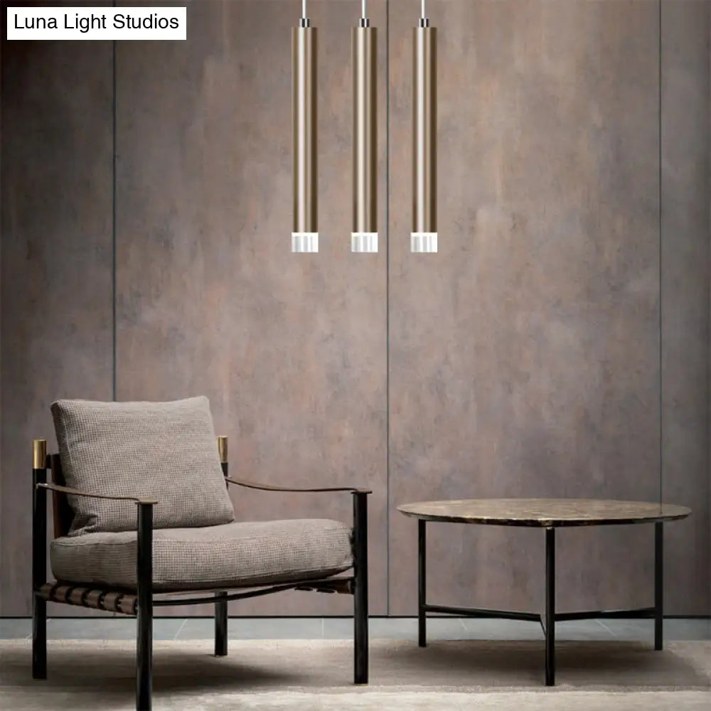 Lyla - Modern 12/19.5/23.5 H Slim Hanging Pendant Light Metal Black/Gold Led In Warm/White