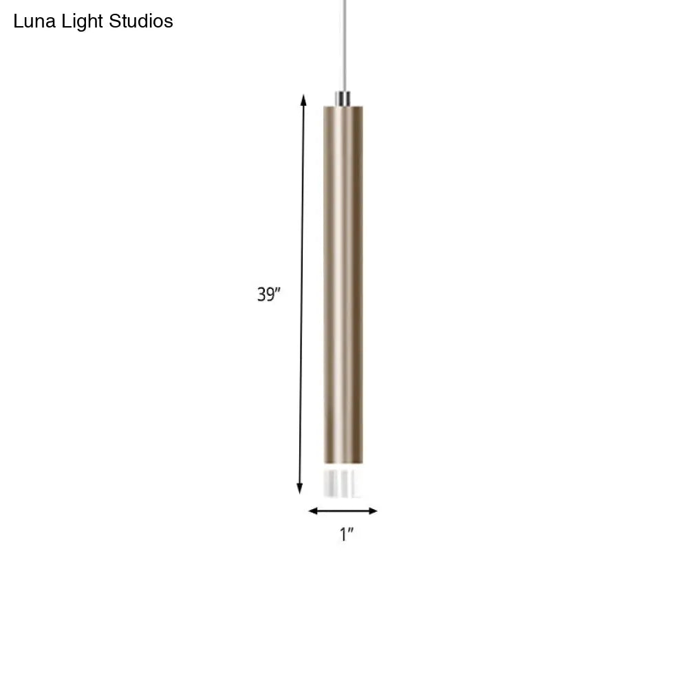 Lyla - Modern 12/19.5/23.5 H Slim Hanging Pendant Light Metal Black/Gold Led In Warm/White