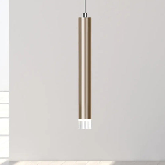 Lyla - Modern 12/19.5/23.5 H Slim Hanging Pendant Light Metal Black/Gold Led In Warm/White Gold / 12