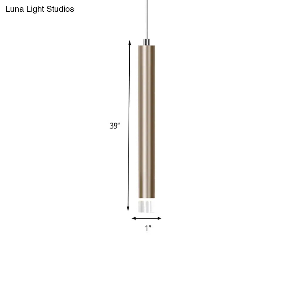 Modern Slim Metal Pendant Light In Black/Gold With Warm/White Led - 12’/19.5’/23.5’ Height