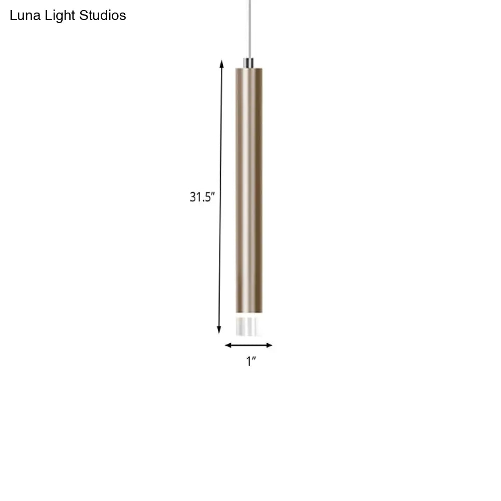 Modern Slim Metal Pendant Light In Black/Gold With Warm/White Led - 12’/19.5’/23.5’ Height