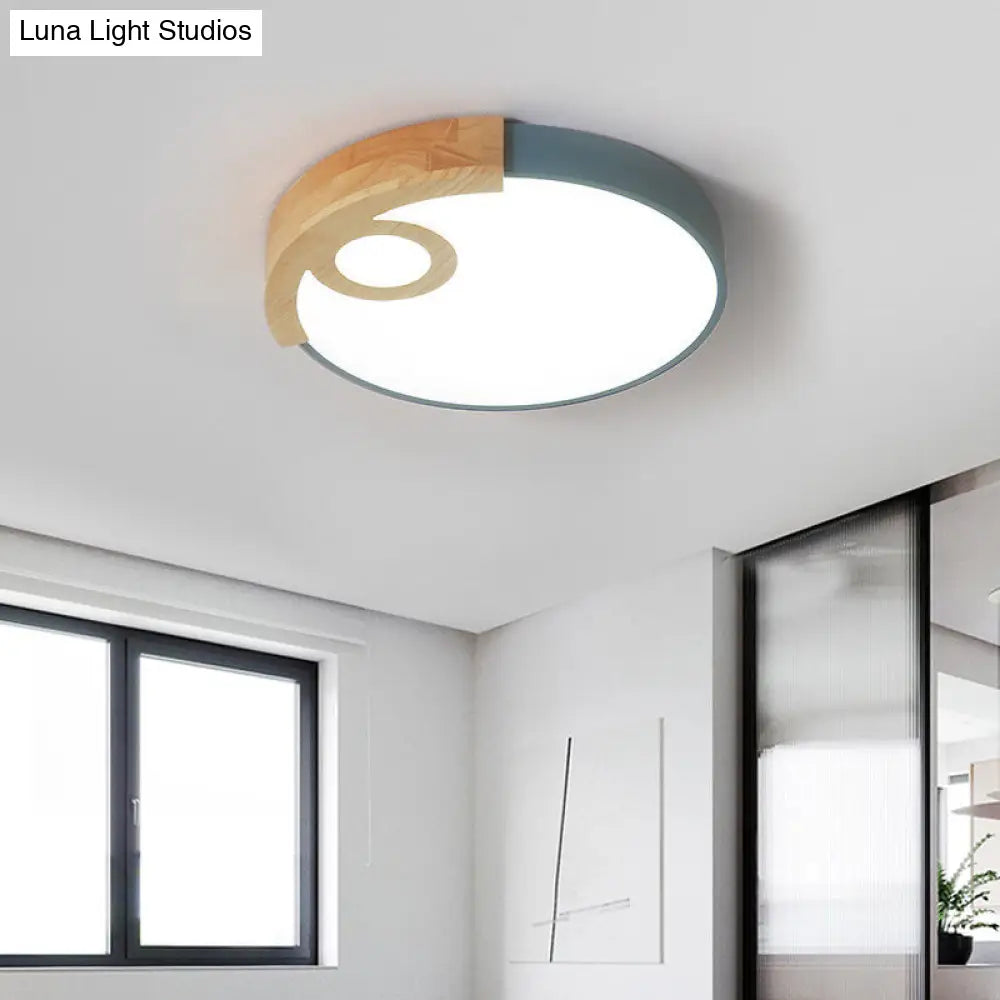 Modern Slim Round Led Flush Mount Ceiling Light For Living Room Blue / 19.5