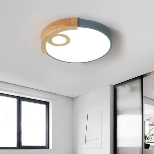 Modern Slim Round Led Flush Mount Ceiling Light For Living Room Blue / 19.5’