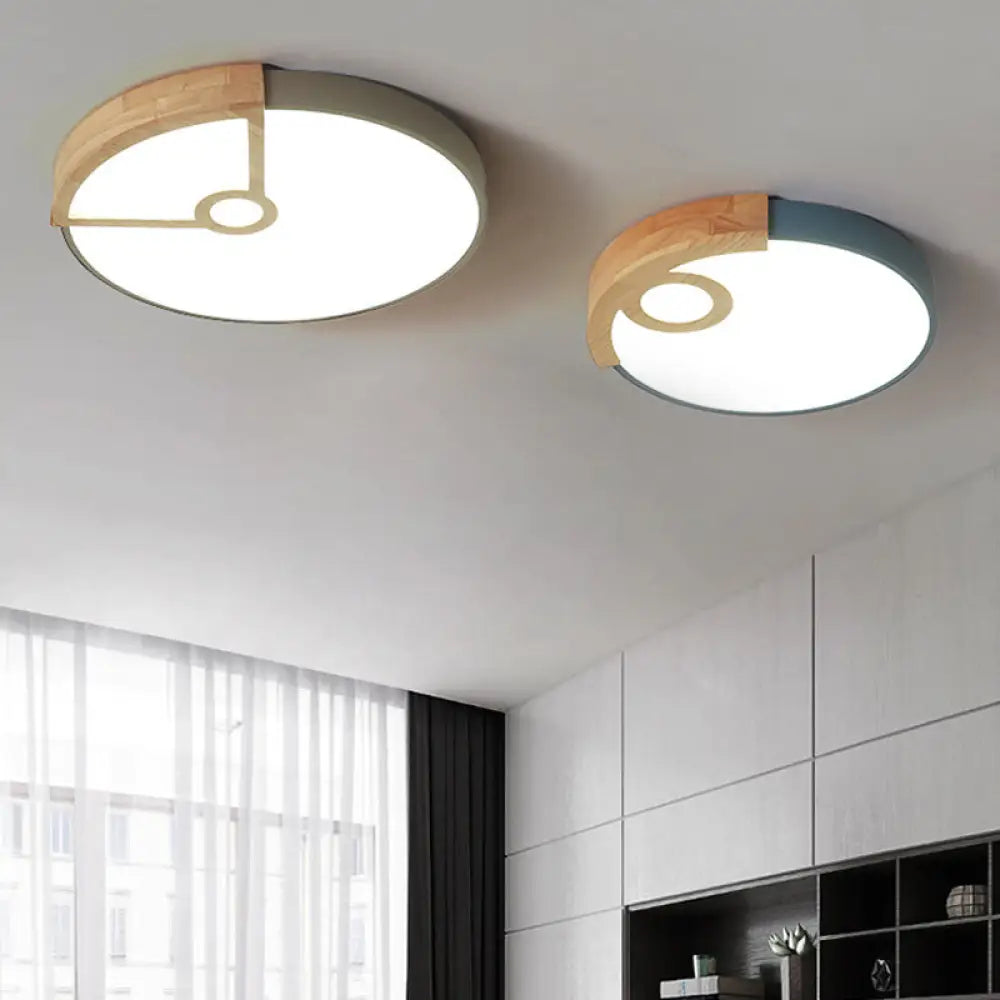 Modern Slim Round Led Flush Mount Ceiling Light For Living Room Grey / 12’