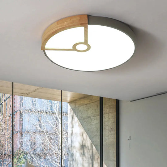 Modern Slim Round Led Flush Mount Ceiling Light For Living Room Grey / 19.5’