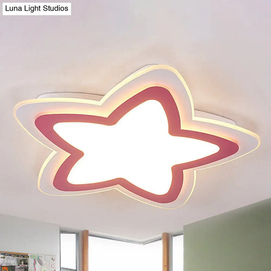 Modern Slim Star Panel Ceiling Light For Study Room - Acrylic Flush Mount Lamp Pink / White
