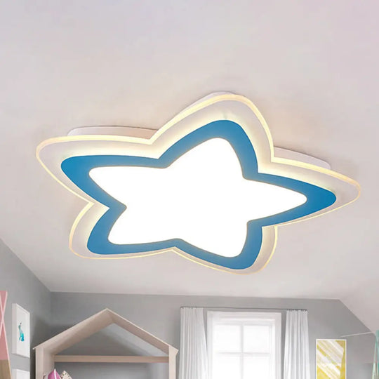 Modern Slim Star Panel Ceiling Light For Study Room - Acrylic Flush Mount Lamp Blue / White