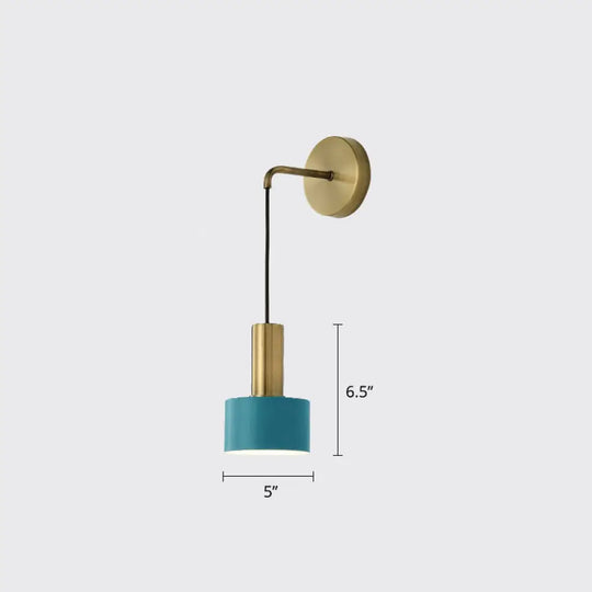 Modern Small Wall Mounted Metallic Bedside Reading Light Blue