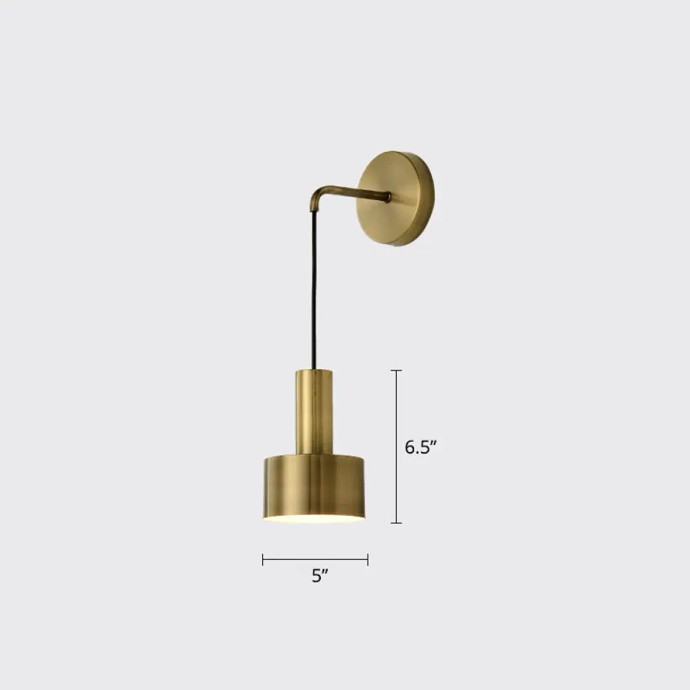 Modern Small Wall Mounted Metallic Bedside Reading Light Brass