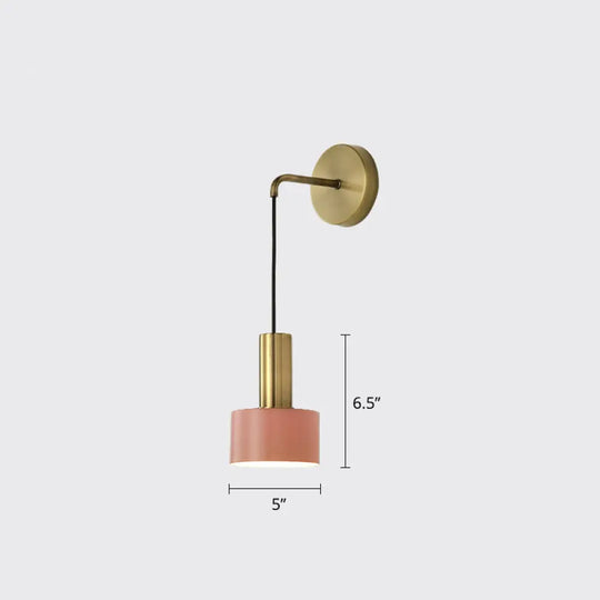 Modern Small Wall Mounted Metallic Bedside Reading Light Pink