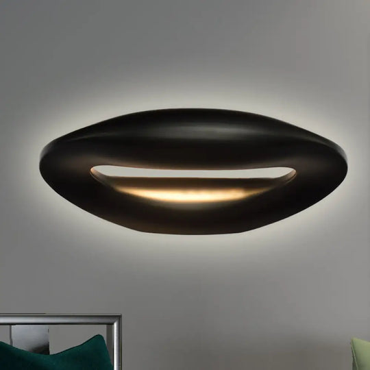 Modern Smiling Face Led Wall Lamp For Corridors - Black/White Black