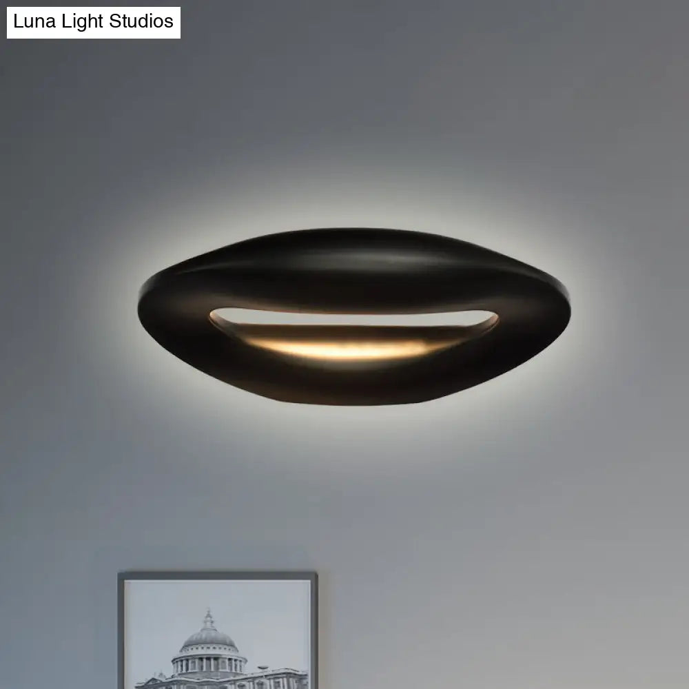 Modern Smiling Face Led Wall Lamp For Corridors - Black/White